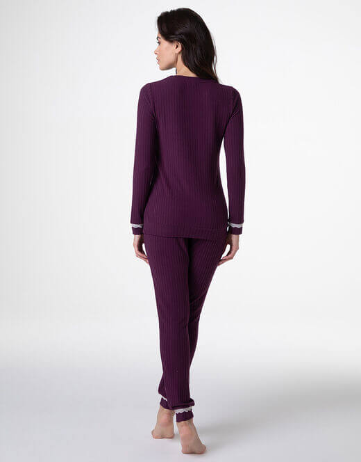 lovable-pigiama-scollo-a-v-costina-art- L0DN3-colore-vinaccia