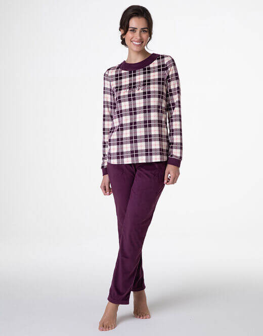 lovable-pigiama-micropile-tartan lovable-pigiama-micropile-tartan-art-L0E9F-colore-vinaccia