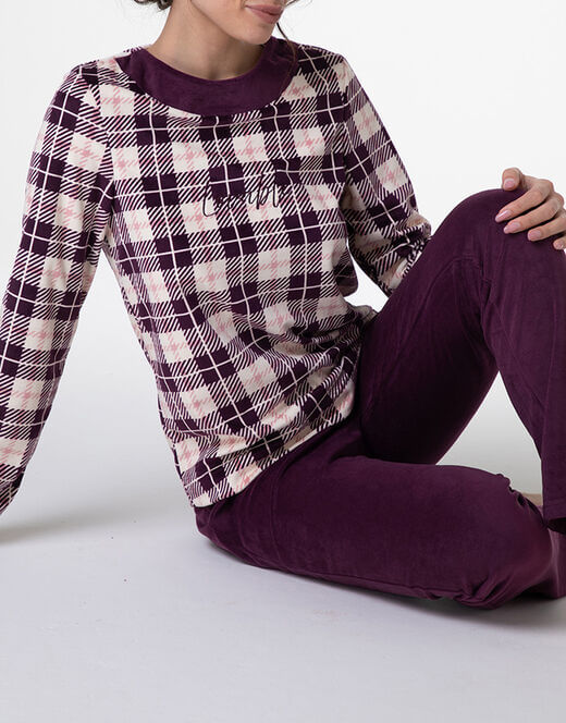 lovable-pigiama-micropile-tartan lovable-pigiama-micropile-tartan-art-L0E9F-colore-vinaccia