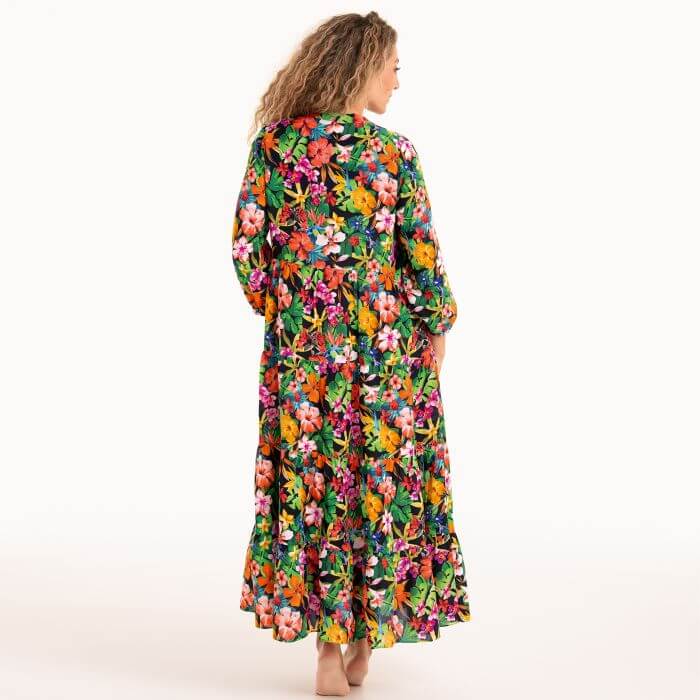 rosa-faia-flowers-abito-mare-lungo-viscosa rosa-faia-flowers-abito-mare-lungo-viscosa-art-8105-colore-unico-fantasia-fiori-su-sfondo-nero