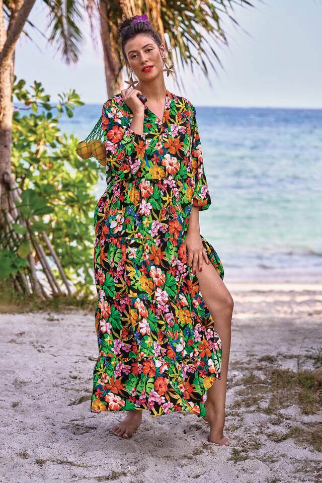 rosa-faia-flowers-abito-mare-lungo-viscosa rosa-faia-flowers-abito-mare-lungo-viscosa-art-8105-colore-unico-fantasia-fiori-su-sfondo-nero